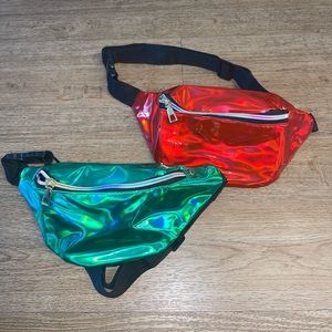 Retro fanny pack (2) red and green - unisex